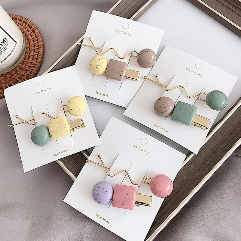 2 шт./компл. акриловые бусины металлические заколки для волос лента заколка обруч