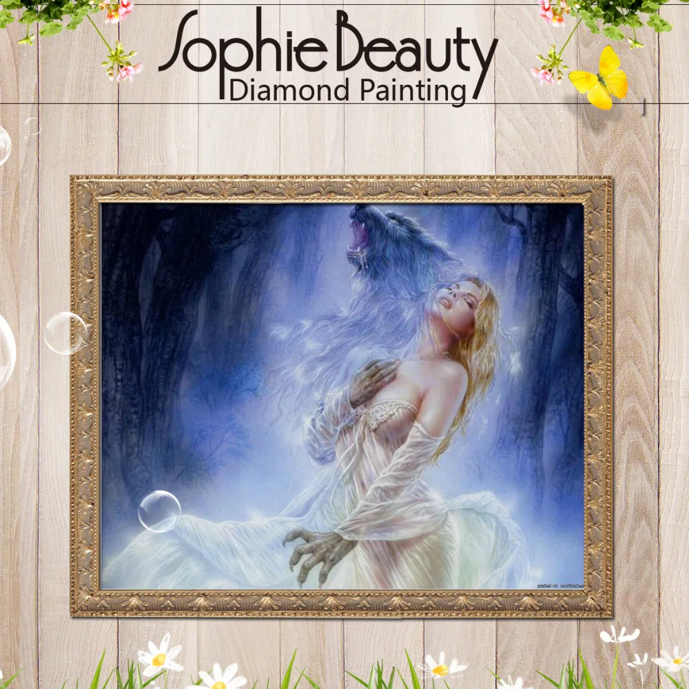 Sophie Beauty Алмазная мозаика вышивка бисером Небесный Волк Луна Обнаженная Леди