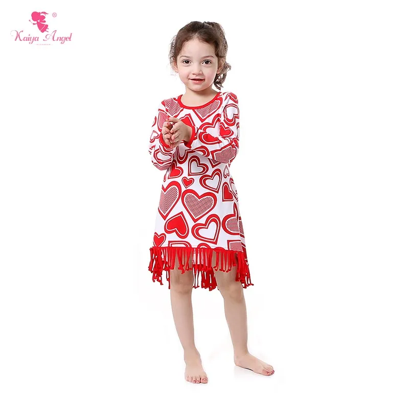 2018 Valentine s Toddler Girls Dress Sweet Heart Ruffle Tassel Valentine s Kids Dresses For Girls Belt Party Dress Girls Clothes