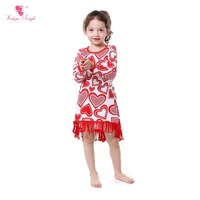 2018 valentines toddler girls dress sweet heart ruffle tassel valentines kids dresses for girls belt party dress girls clothes
