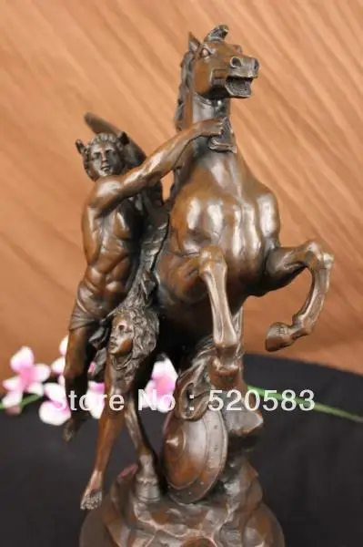 Perseus and Pegasus Bronze Marble Sculpture By Vitaleh Mythical Figurine | Дом и сад