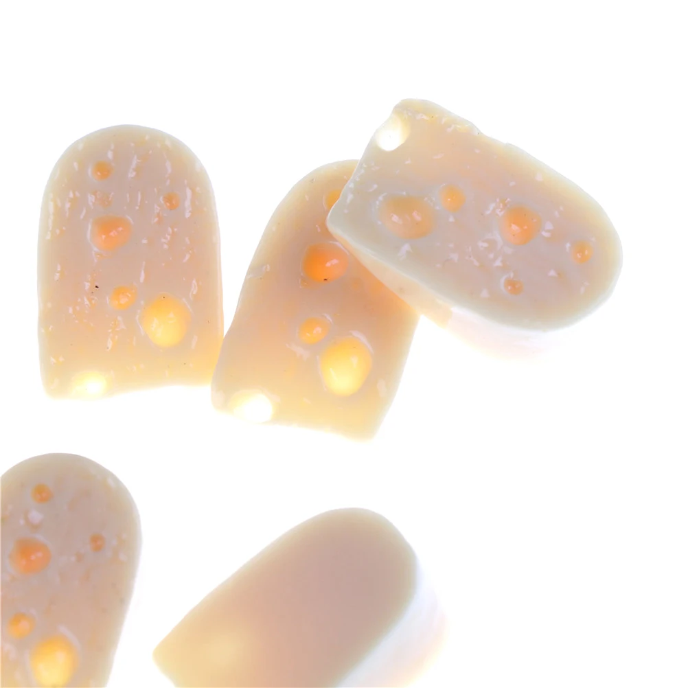 

6pcs DIY Decorative Craft Scrapbooking, 3D Simulation Cheese Resin Miniature Food Art Supply 1.6cmx1.0cmx0.6cm