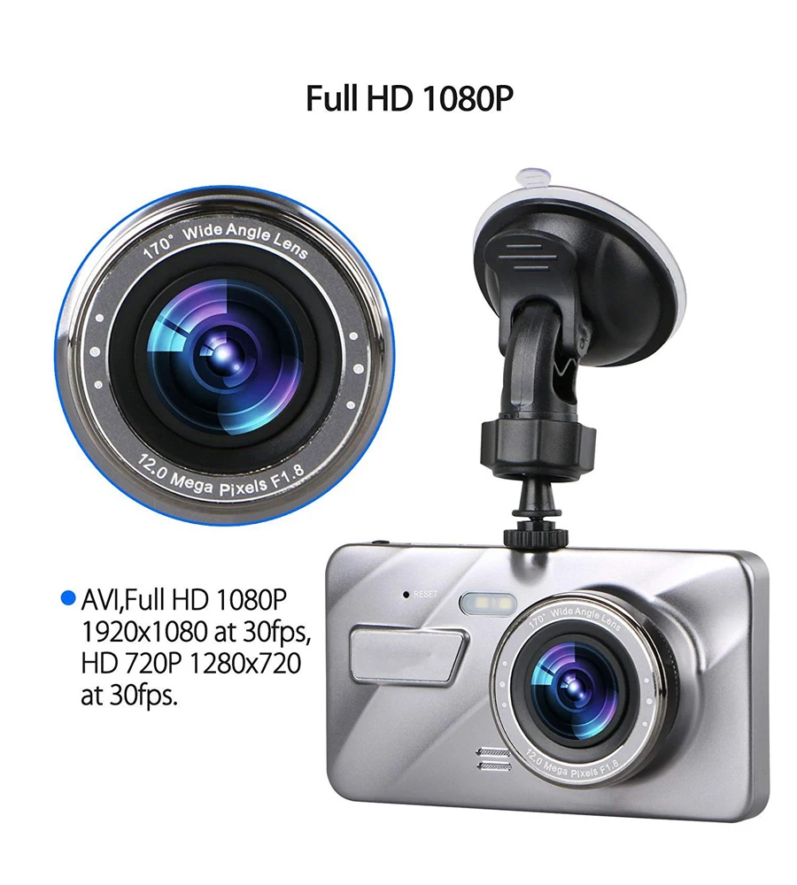 Новый видеорегистратор с двойным объективом для автомобиля Full HD 1080 P 4 "ips