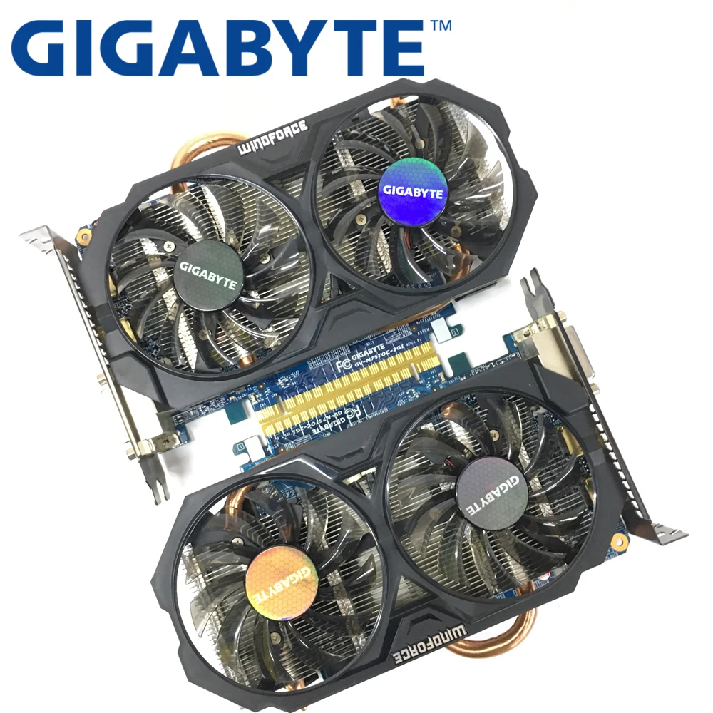 GIGABYTE 2Picess видеокарта оригинальная GTX 750Ti 2 Гб 128 бит GDDR5 видеокарты для nVIDIA Geforce GTX750Ti Hdmi используется VGA карты