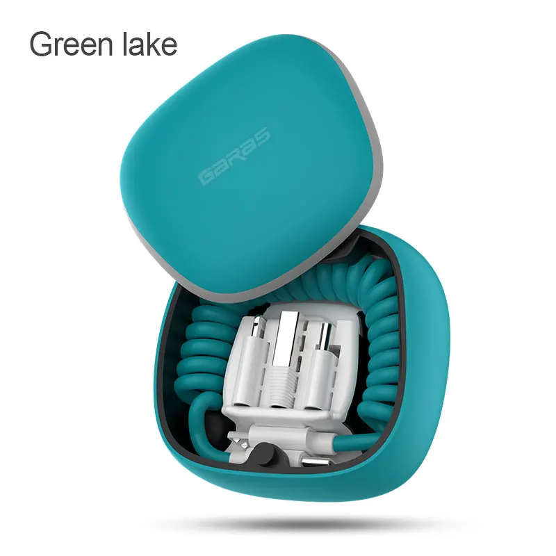 GARAS power Bank PD/QC3.0 для iPhone/Micro USB/USB C mini power bank быстрое зарядное устройство для xiaomi/huawei type C до type C пружинный кабель - Цвет: Зеленый