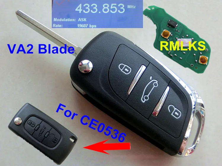 RMLKS DS стиль Складной флип с 3 кнопками подходит для Citroen CE0536 Peugeot дистанционный