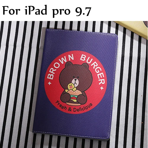 01 ipad pro 9.7 Smart Wake Leather Case For new iPad /, air/air2, 2/3/4, iPad pro 9.7" Lovely Cute Bear Cartoon Kids Tablet Cover+Gifts - Цвет: 01 ipad pro 9.7
