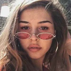 Овальные Солнцезащитные очки для мужчин и женщин, винтажные маленькие круглые солнечные очки в металлической оправе, в стиле ретро, Желтые красные