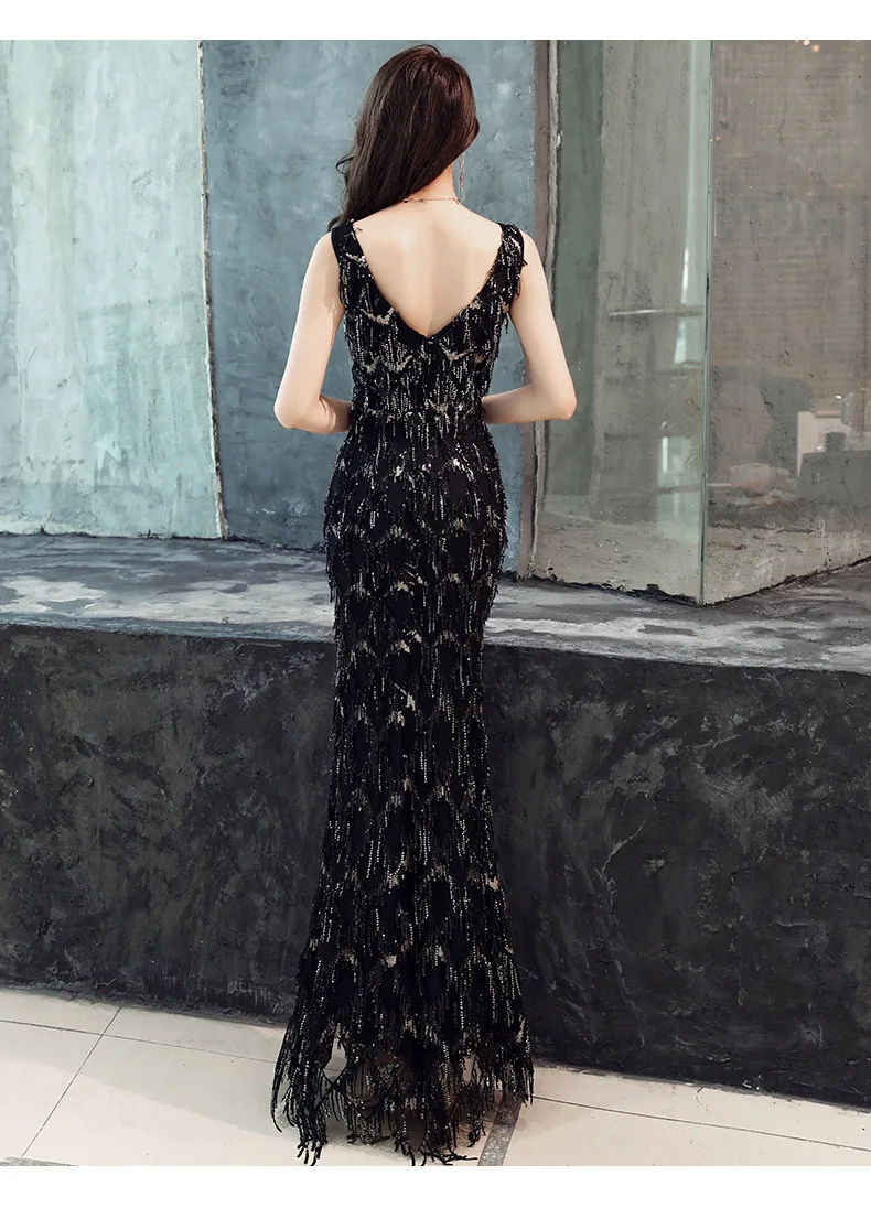 AMEISION 2019 Сексуальное платье с бахромой и пайетками без рукавов для женщин на вечеринку.