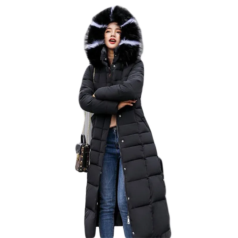 Coat Jacket long Fashion Winter Women Thick Down Parka female Slim Fur Collar Warm Cotton For Woman A050 | Женская одежда