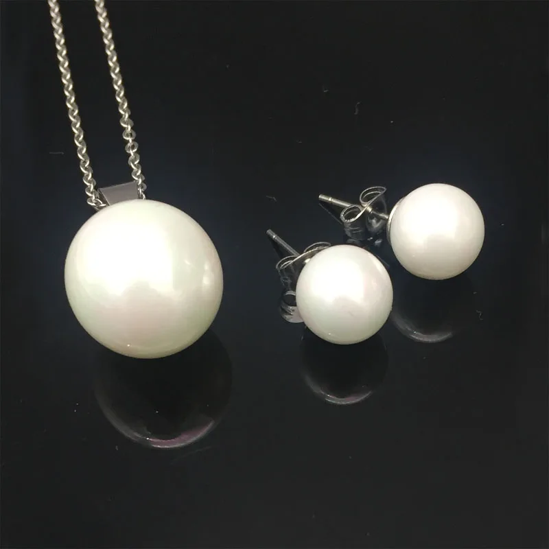 Gold Color Jewelry Sets For Women Simulated Pearl Earring With Pendant Stainless Steel Wedding Set | Украшения и аксессуары