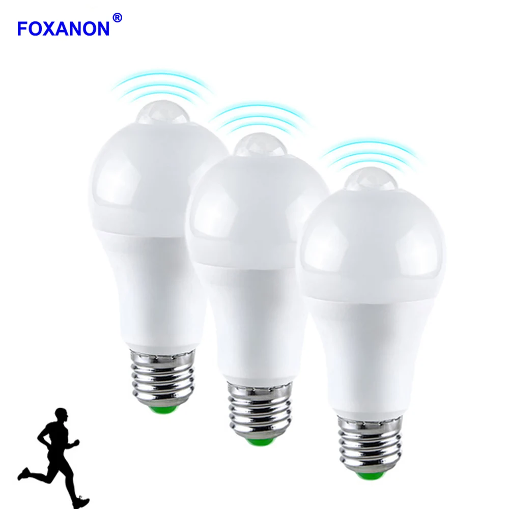 Светодиодная лампа Foxanon E27 B22 энергосберегающая с датчиком движения
