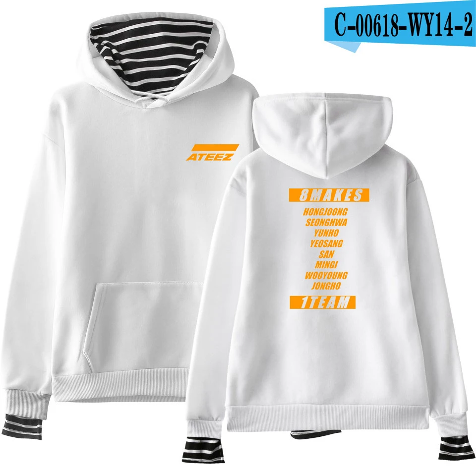 White LUCKYFRIDAYF толстовки ATEEZ женская одежда модные толстовки кофты Youtu хип-хоп Kpop повседневные Топы Harajuku размера плюс - Цвет: White
