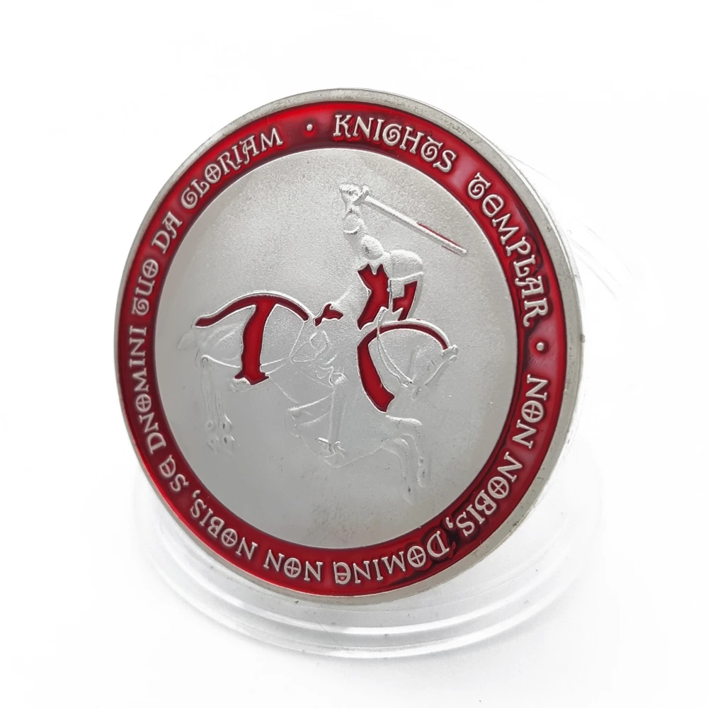 Юбилейные Монеты крест тамплиеров Христос лошадь меч красный серебристый монеты