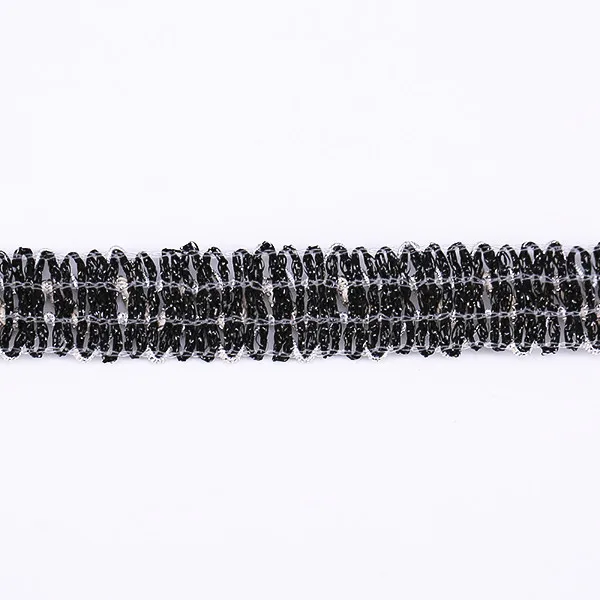 Плетеная черная серебряная кружевная отделка искусственная декоративная лента