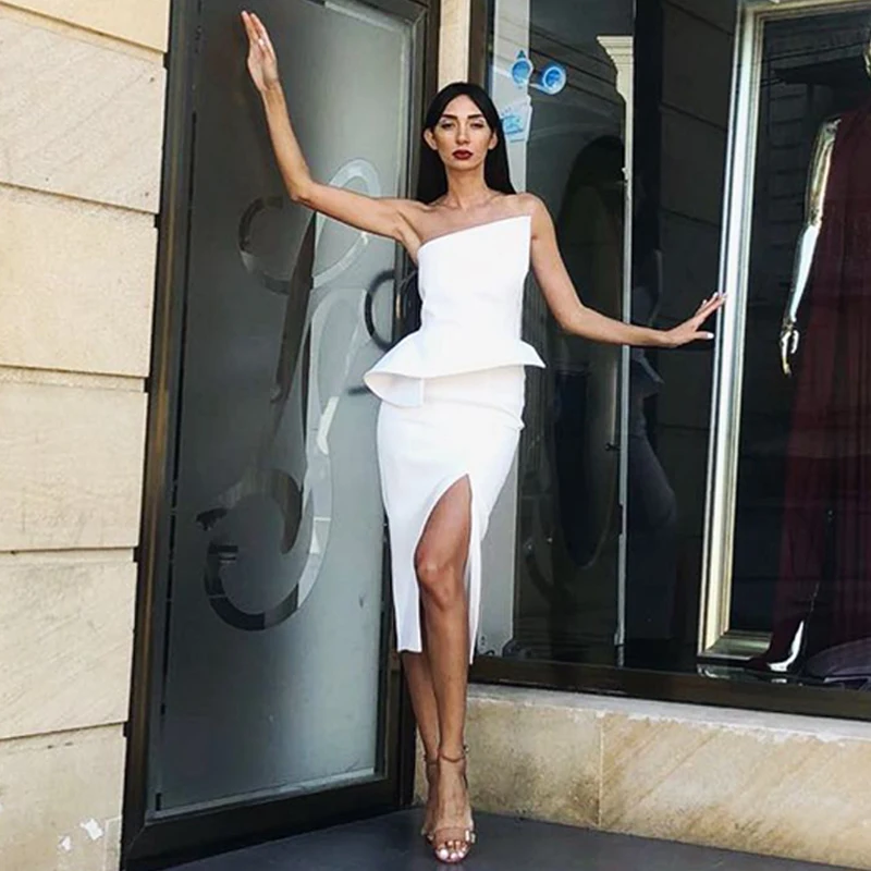 INDRESSME асимметричное вечернее платье без бретелек рукавов|Женские платья| |