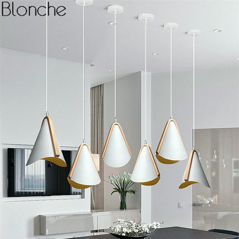 Nordic Pendant Lights Modern Art LED Hanging Lamp Metal Wood Fixtures for Living Room Kitchen Home Decor Loft Luminaire E27 | Освещение