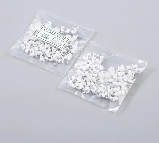 100 шт./пакет 4 мм Кабельные зажимы кабельные квадратные белые|nail wire clips|cable clipcable nail |