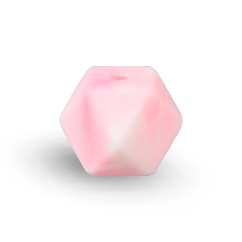 H-Pink Marble Keep& Grow 14 мм 10 штук силиконовые шестигранные шарики пищевой силиконовый для детей для прорезывания зубов бусины жевательная соска цепи Детские трофеи - Цвет: H-Pink Marble