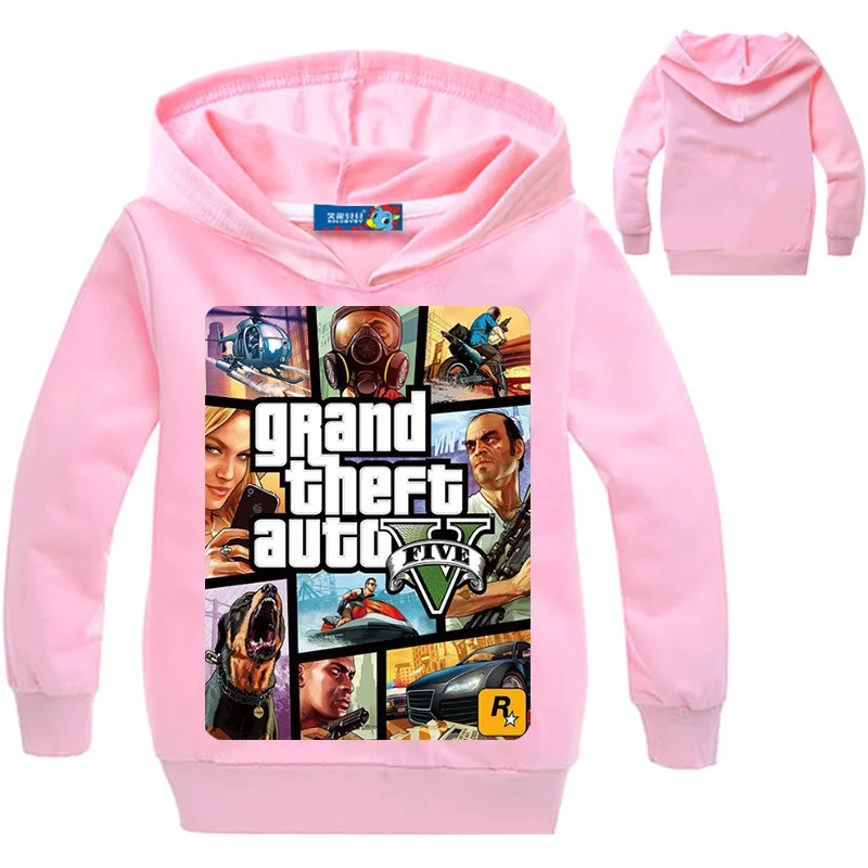Топы для мальчиков, одежда толстовки GTA 5 уличная верхняя одежда Gta, костюмы, детская одежда футболки для девочек детские толстовки с капюшоном для мальчиков - Цвет: Pink