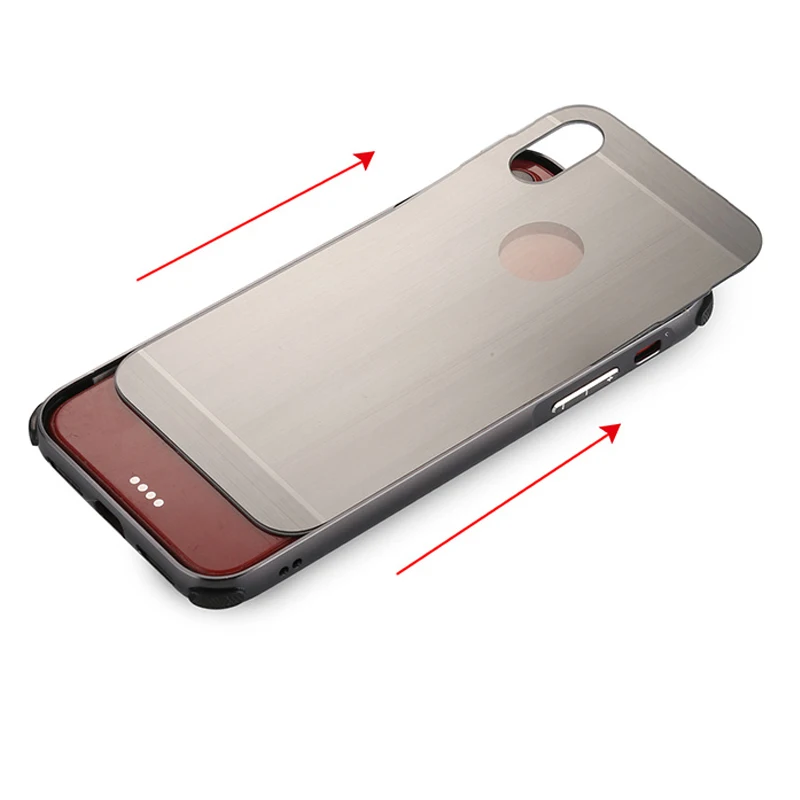 For iphone X Case Brushed mirror Back Cover for iphoneX Plating Aluminum Metal Frame Phone Bag |