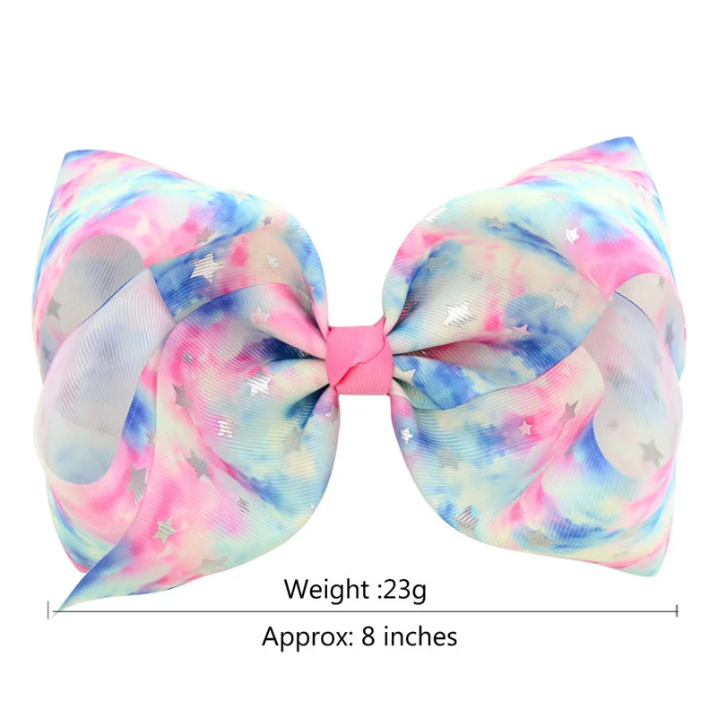 8 Inch Star Stripe Point Print Hair Bows with Clips Accessories for Kids Girl Hairpins Hairgrips Clip Ponytail Holder |