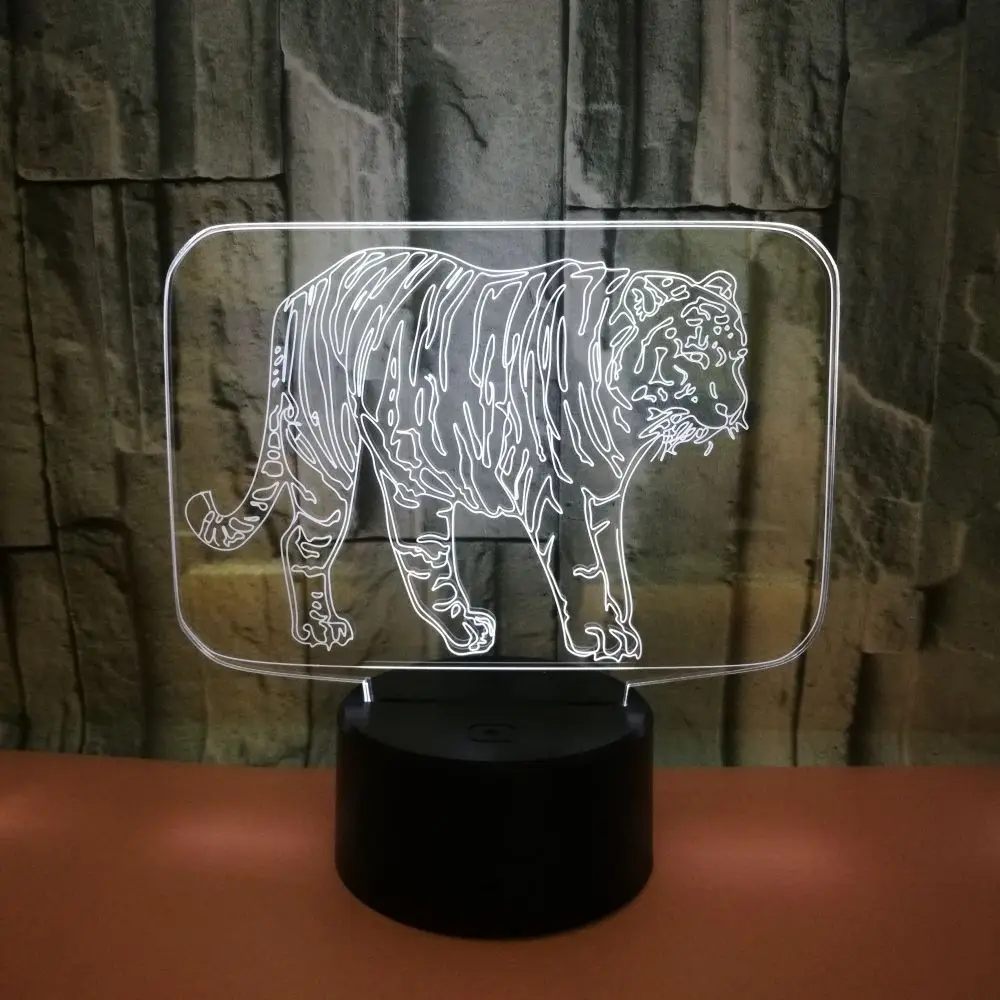 Новый Тигр 3d иллюзия настольная лампа Акриловая визуальная стерео сенсорная