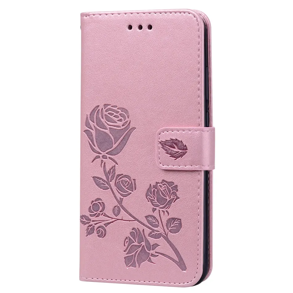 Роскошный чехол с цветком розы для huawei P20 Lite mate 20 Pro P Smart Z Y5 Y6 Y7 Prime Y9 Одноцветный чехол-кошелек DP17E