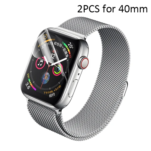 Transparent 40mm 2 шт./партия, защитная пленка для Apple Watch 4, обновленная Гидрогелевая Защитная пленка с полным покрытием для i watch размером 40-44 мм - Цвет: Transparent 40mm