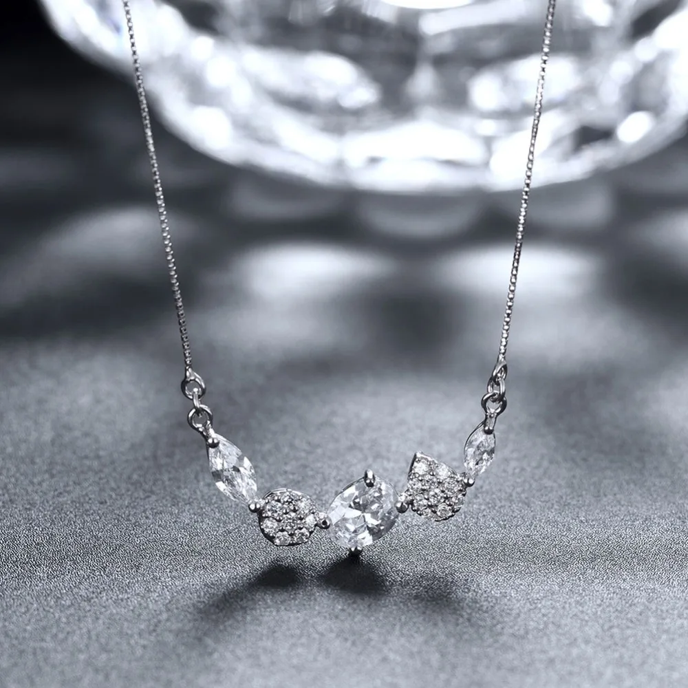 2017 Новый Брелок 925 Серебряное Ожерелье Для Женщины Choker Циркон Геометрические