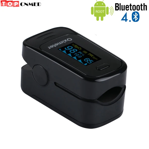 Пульсоксиметр IOS Apple APP Andriod Мобильный Bluetooth 4,0 монитор насыщения крови кислородом SpO2 SPO2 PR PI Будильник+ звуковой сигнал - Цвет: Black