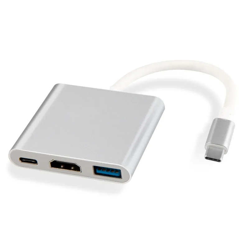 Basix USB C концентратор типа C к HDMI VGA USB3.0 PD адаптер Thunderbolt 3 док-станция для MacBook samsung Galaxy S8 USB C адаптер - Цвет: 3 in1 silver