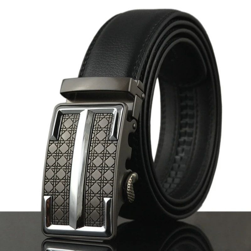 KAWEIDA Mens Accessories 2018 Genuine Leather Belt Vintage Letter I Luxe Automatic Metal Buckle Black Ceinture Homme | Аксессуары для