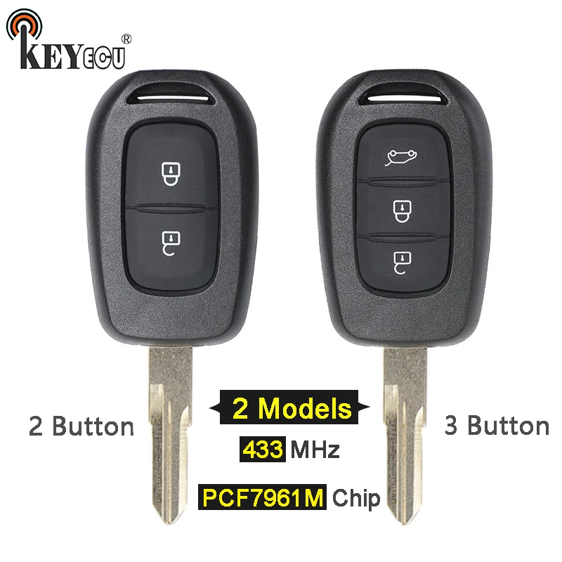 KEYECU 433 МГц PCF7961M HITAG AES чип 2/ 3 кнопки дистанционного ключа брелок для Renault Dacia Logan Lodgy