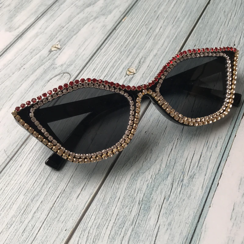 ZAOLIHU 2019 Big Cat Eye Sunglasses Women Handmade Diamond Sexy Female Sun Glasses Luxury oculos de sol Cheap Eyeglass | Аксессуары для