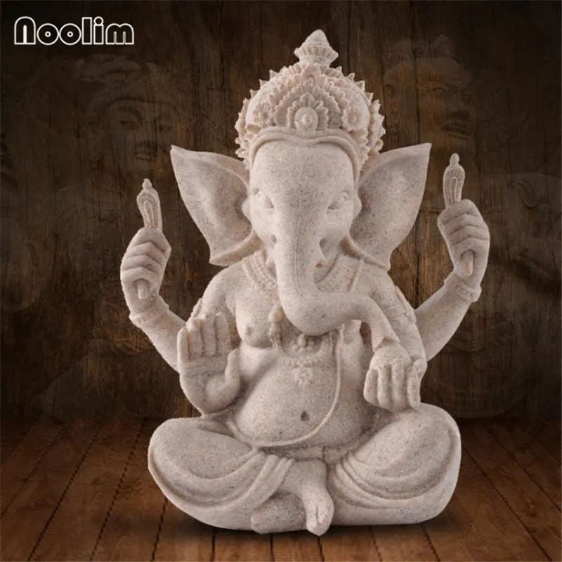 Статуэтка Ганеша фэншуй скульптура натуральный песчаник домашнее настольное