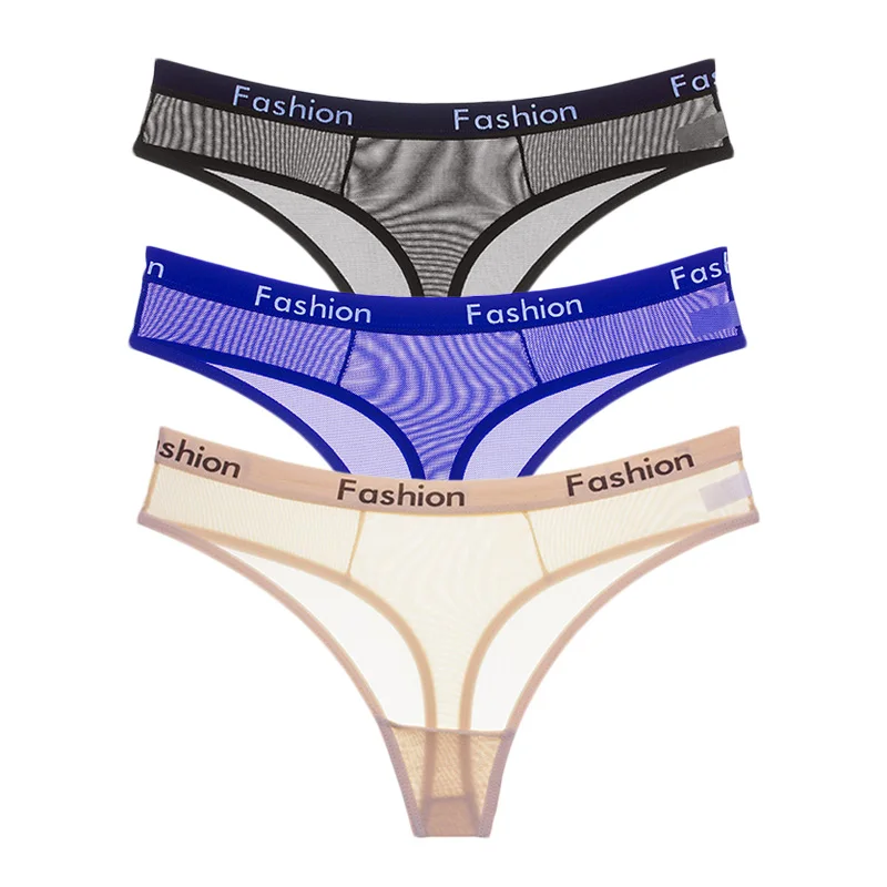3 шт./компл. из тонкой сетки Для женщин сексуальные трусы мягкие