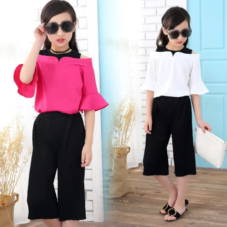 Однотонные шорты рукав 2018 новые комплекты одежды для девочек хлопок Футболка +