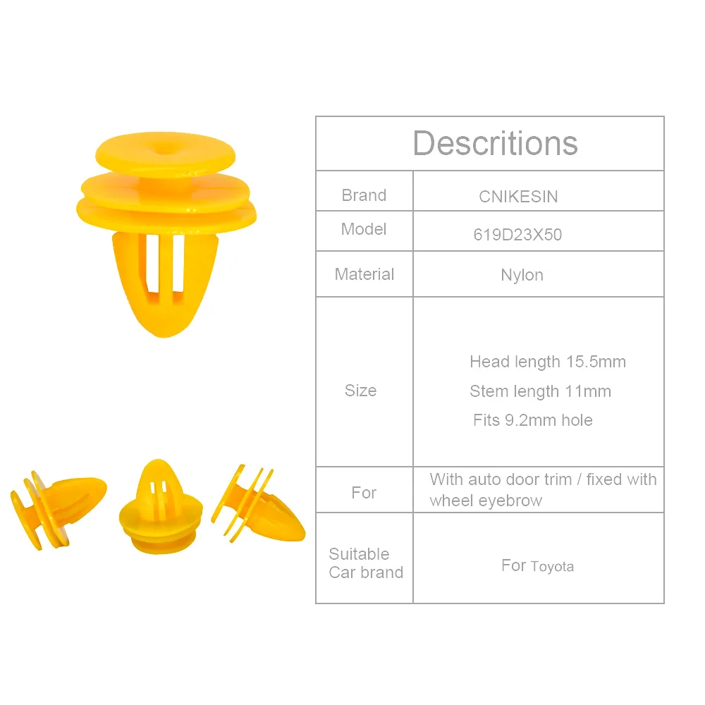 CNIKESIN 50 PCS D23 9 2 мм отверстие фиксатор автомобильный нейлон пуш ап Тип щит