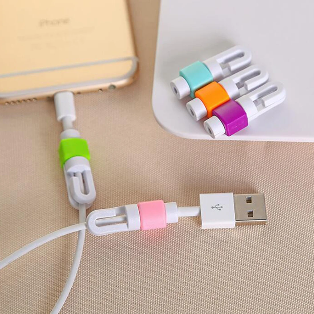 Marsnaska Новая мода 10 шт. портативный USB кабель Защита для наушников цвет ful устройство для сматывания кабеля случайный цвет