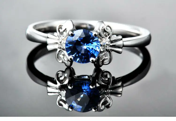 Кольцо с сапфиром и драгоценными камнями 18 к | Украшения аксессуары