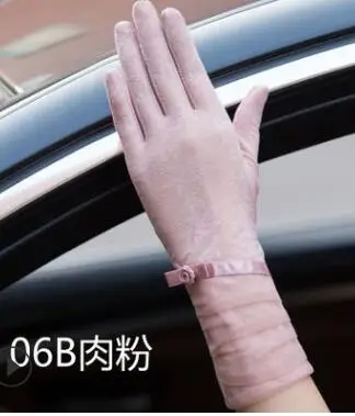pink Женские кружевные солнцезащитные перчатки на весну и лето, женские противоскользящие перчатки для вождения, сексуальные кружевные перчатки для девушек R002 - Цвет: pink