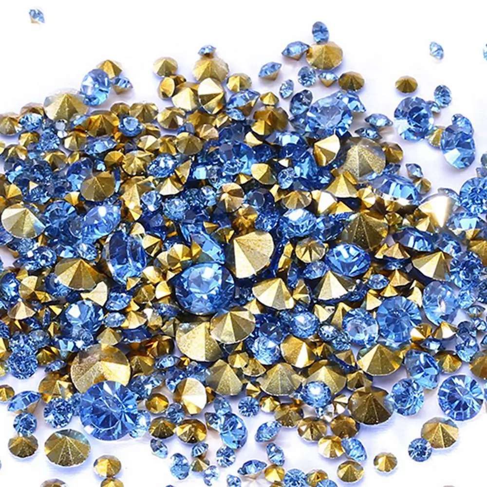

Wholesale Light Blue Resin Rhinestones PointBack Glue On Beads 2-8mm Diamond Jewelry Nail Art Wedding Dress Decoration DIY