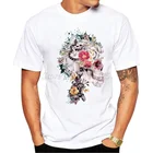 Новое поступление 2019, модная мужская футболка с цветочным принтом черепа, крутые топы, футболка в хипстерском стиле