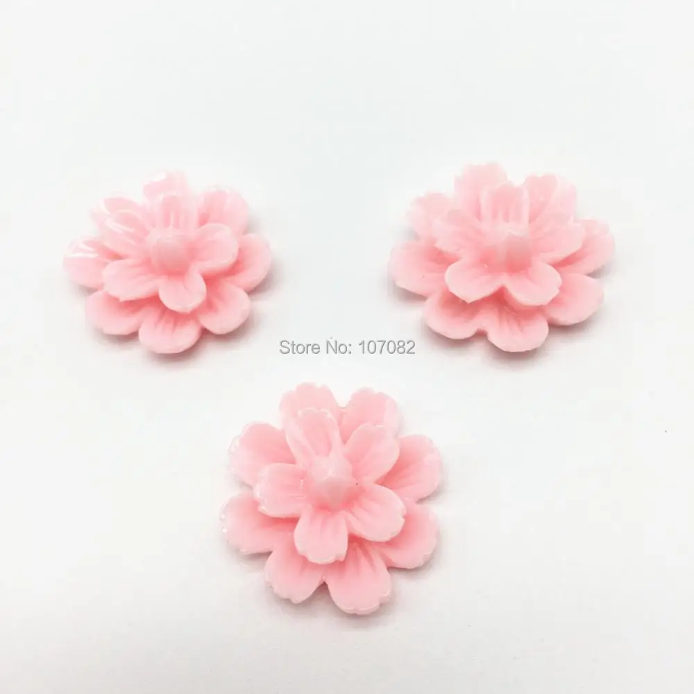 

100pcs 22mm Baby Pink Resin Flowers Flatbacks Cabochons Embellishments Flower DIY Crafts Scrapbooking Cardmaking