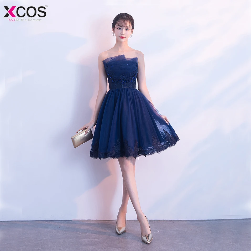 Vestidos graduacion 2018 Дешевые темно синие Бальные платья настоящая фотография Тюль