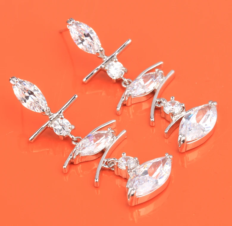 Магия маркиза прозрачные камни Белый Цирконий 925 стерлингового серебра