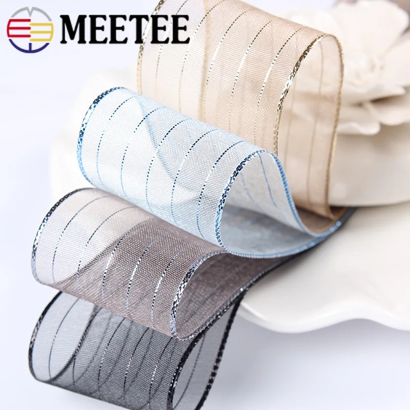 Meetee 10 ярдов/25/40 mmYarn пятно ленточки для волос свадебное платье одежда волосы бант в