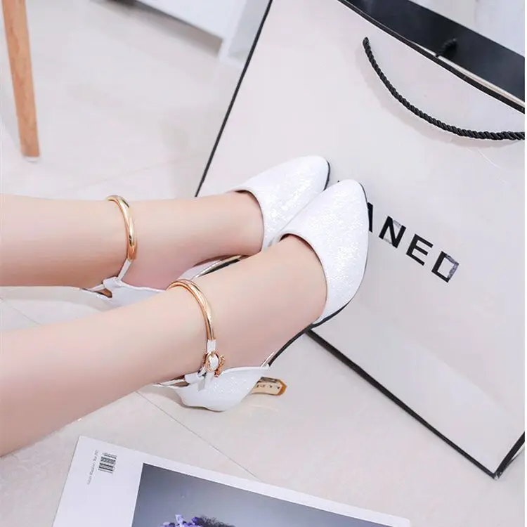 34-40 size Summer women shoe 5cm-6cm heel cover sandals fashion korean thin lady office pointed shoes | Обувь