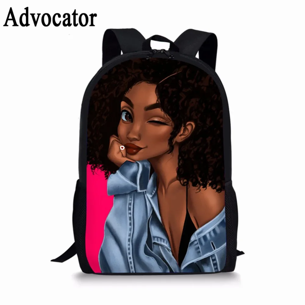 Advocator Printed African Girls Lunch Bag Cartoon Girls Portable Thermal Food Picnic Bags for School Kids Boys Lunch Box Tote